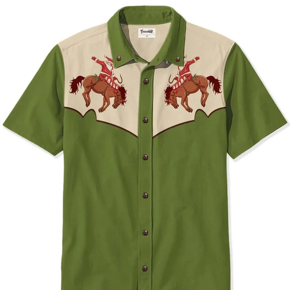 NEW Boozelele Christmas Santa Cowboy Shirt
